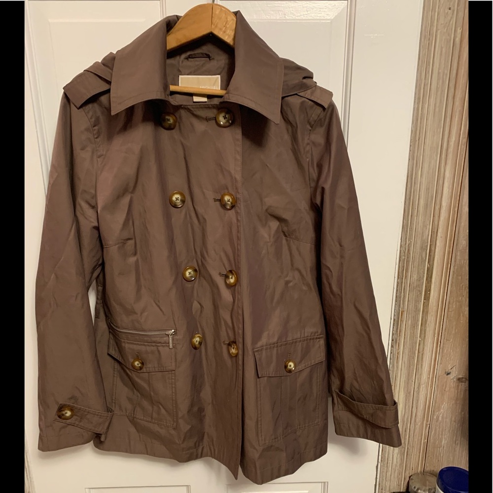 {Michael Kors} hooded long sleeve rain coat